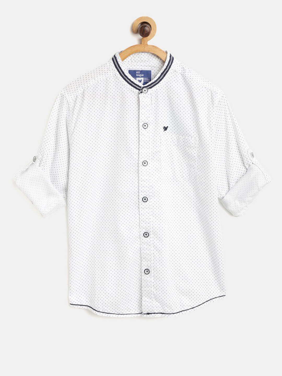 

612League Boys White Classic Printed Casual Shirt