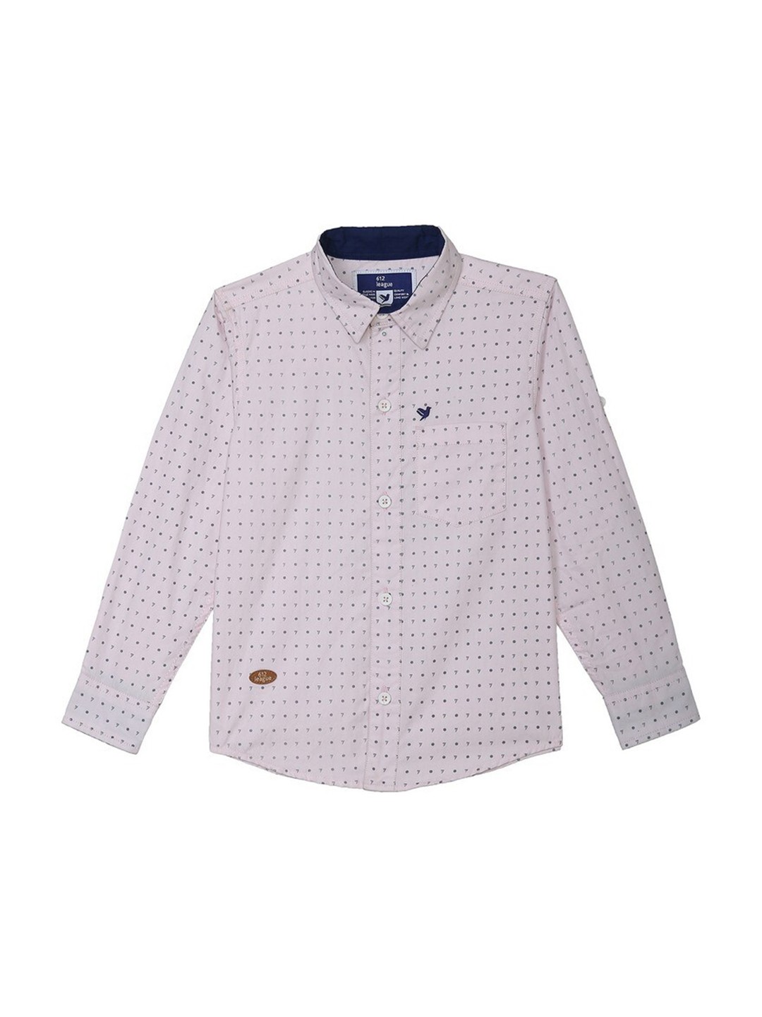 

612League Boys Pink Classic Printed Cotton Casual Shirt