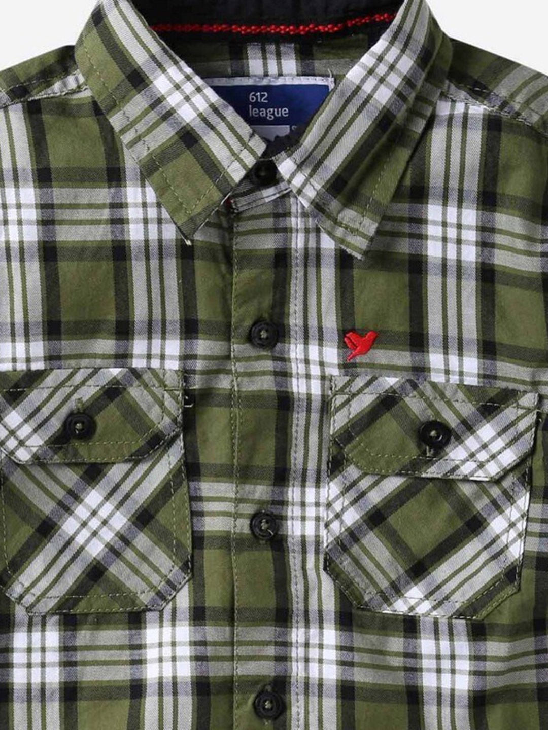 

612League Boys Green Classic Tartan Checked Casual Shirt
