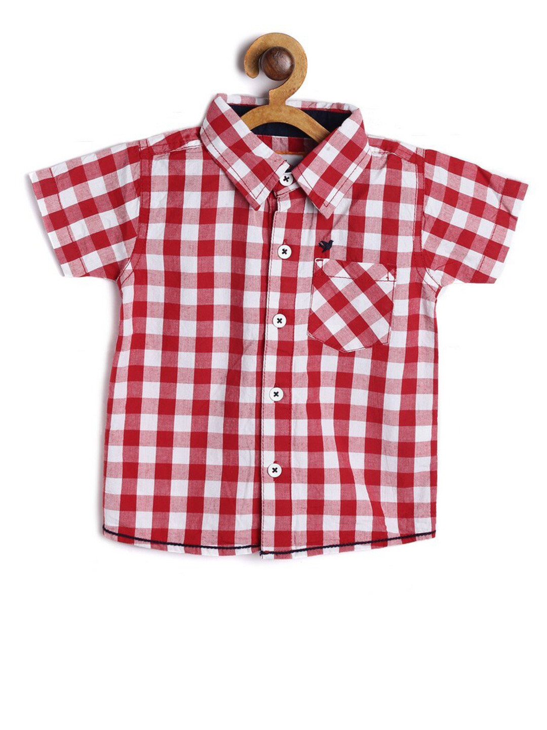 

612League Boys Red Classic Gingham Checks Checked Casual Shirt