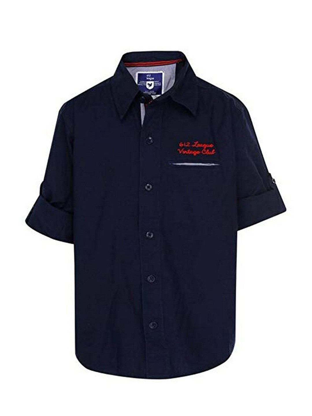 

612League Boys Navy Blue Classic Cotton Casual Shirt