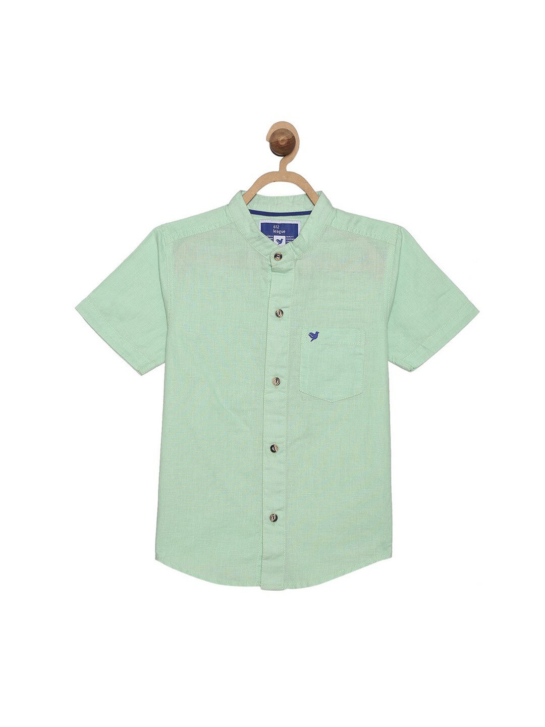 

612League Boys Green Solid Casual Shirt