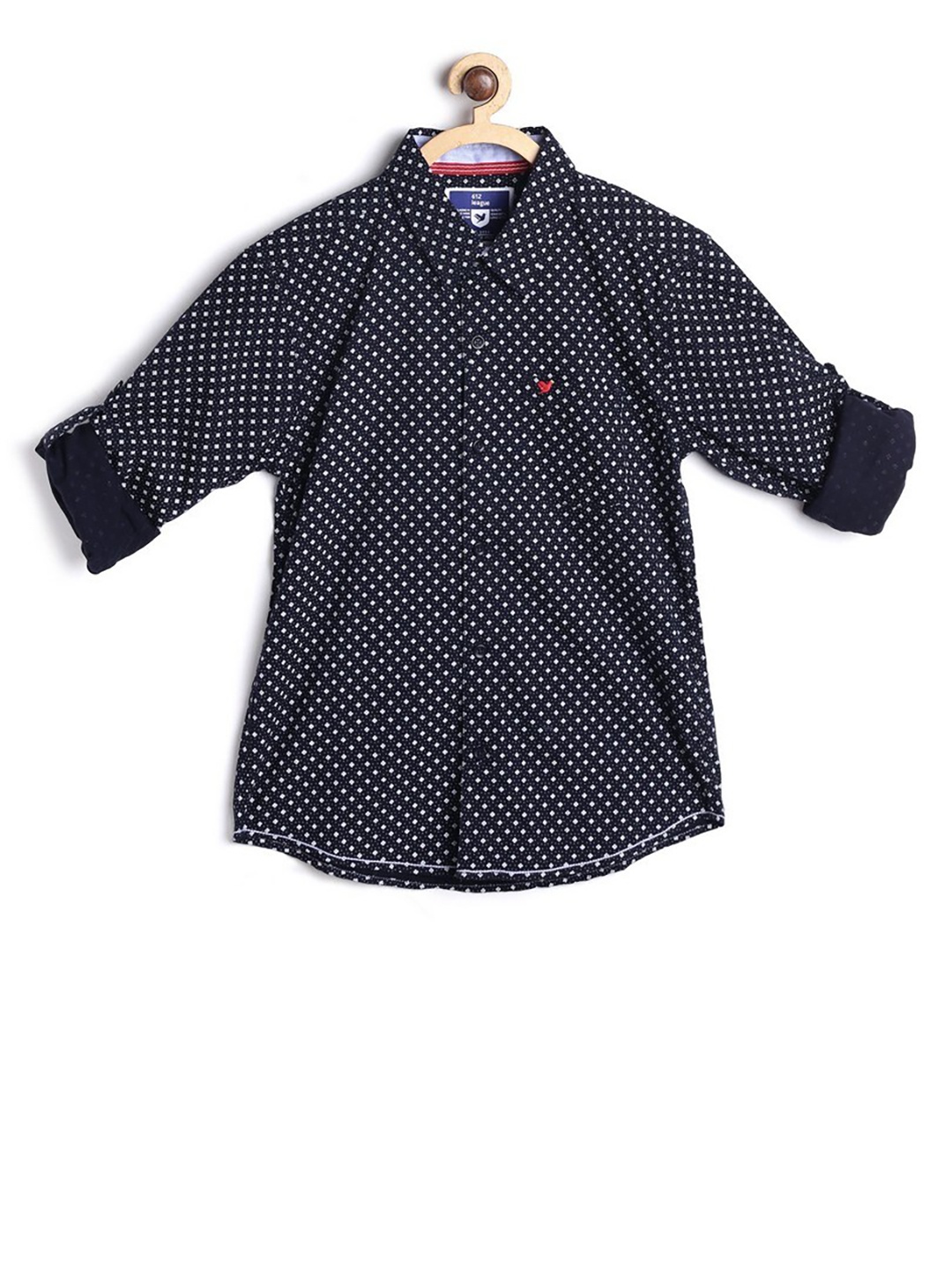 

612League Boys Blue Classic Regular Fit Printed Casual Shirt