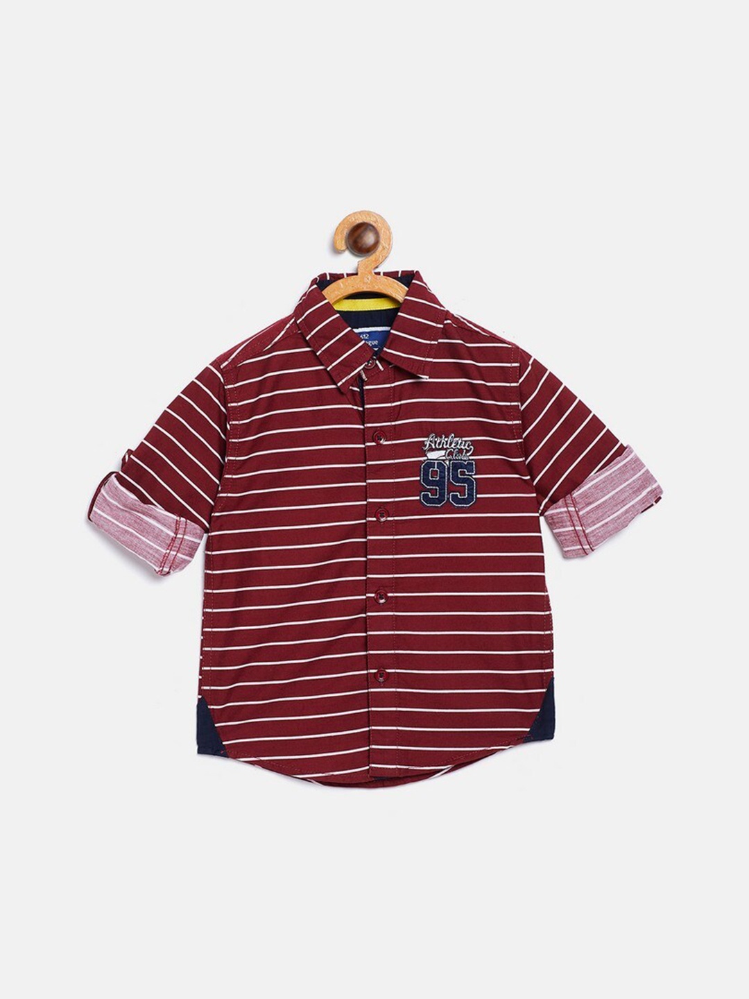 

612League Boys Red Classic Horizontal Striped Casual Shirt