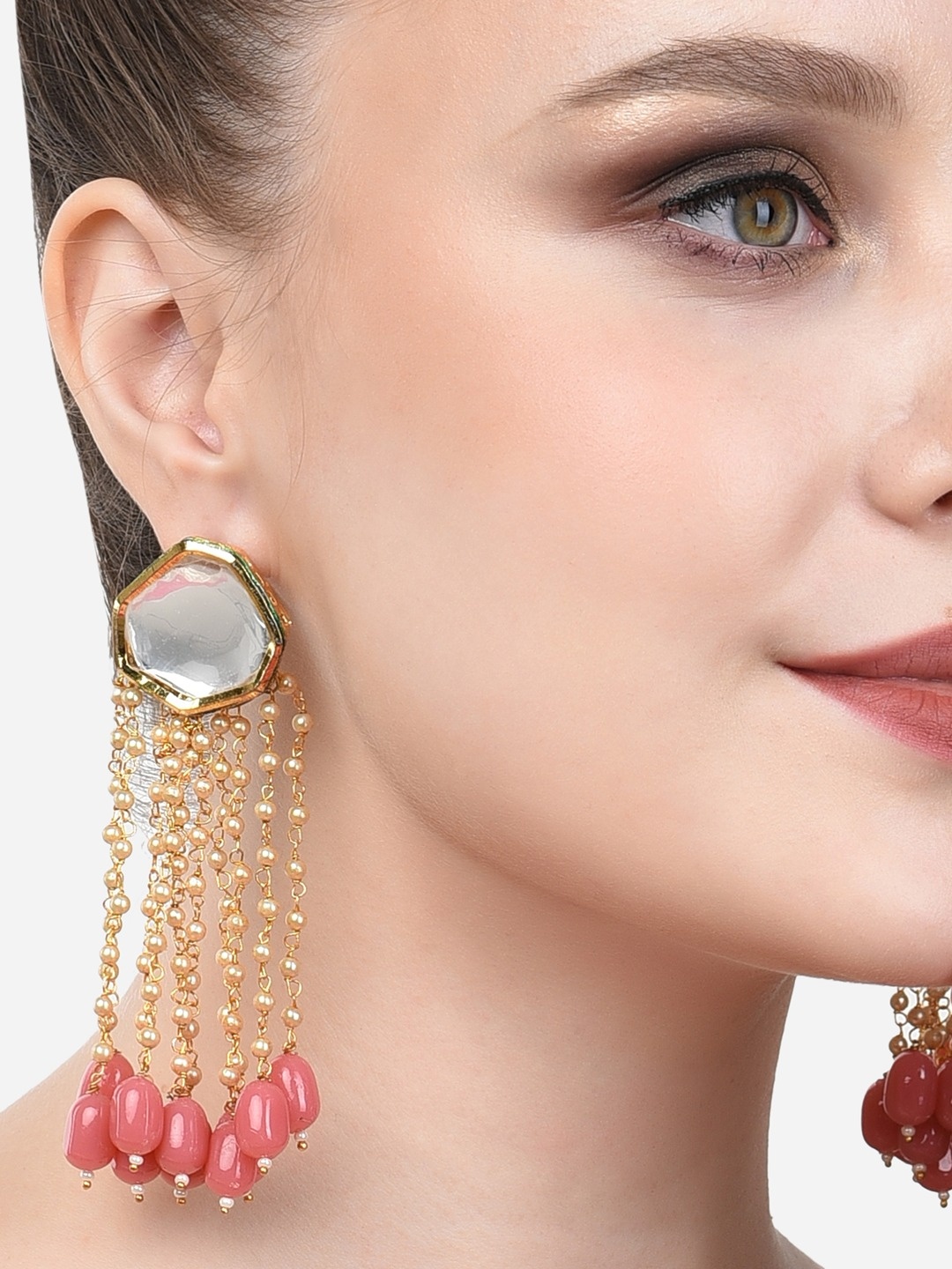 

Zaveri Pearls Gold-Toned & Silver-Toned Contemporary Drop Earrings