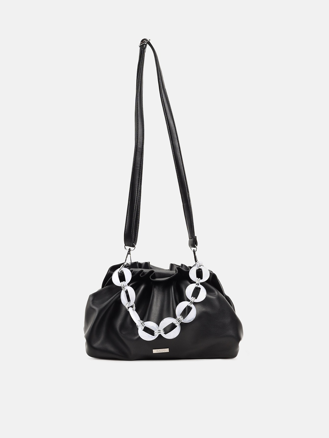 

Kazo Black Textured PU Bucket Handbags