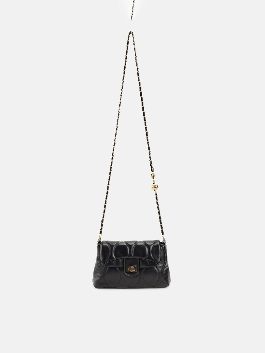 

Kazo Black Structured Sling Bag with Quilted
