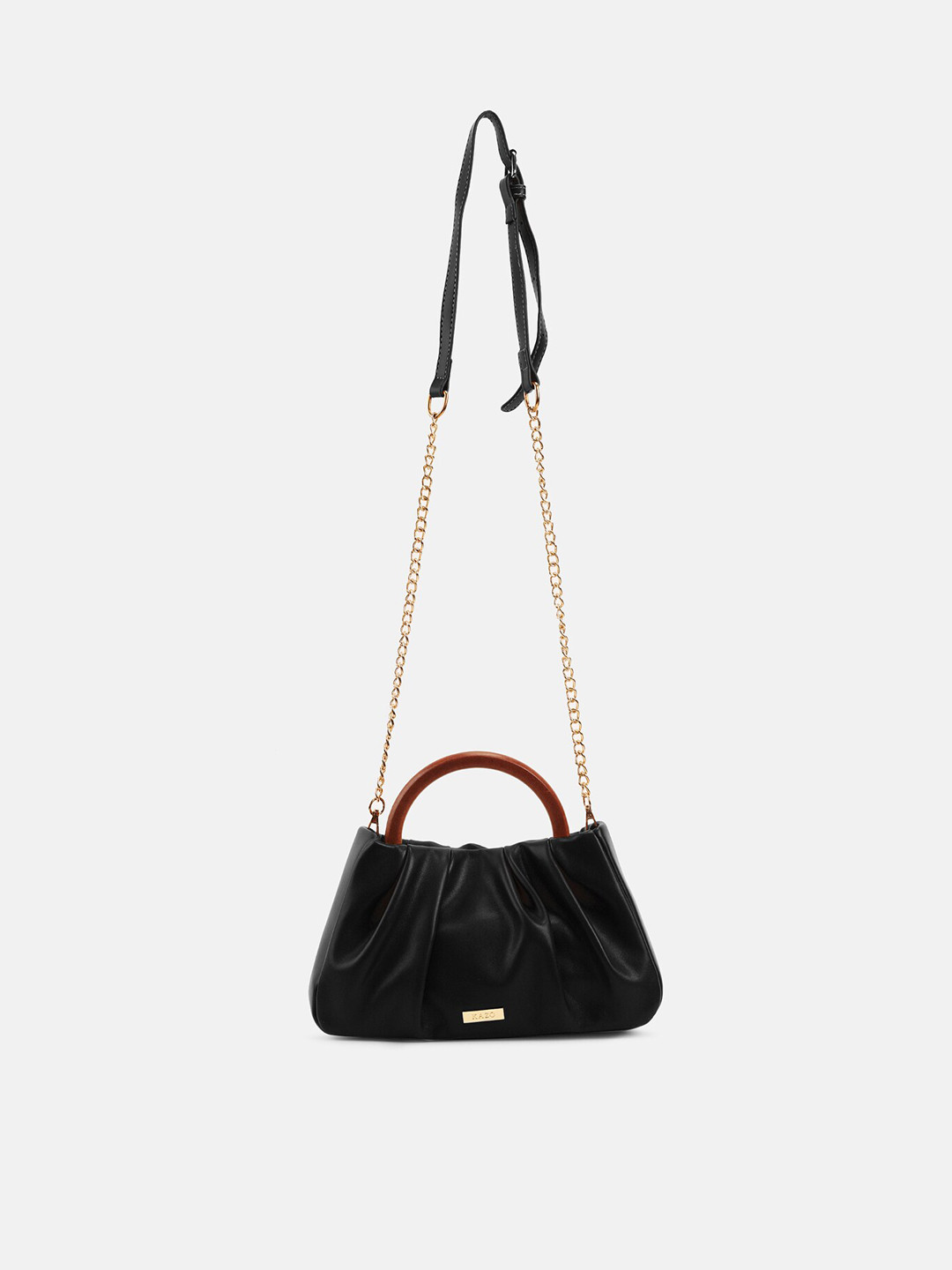 

Kazo Black Solid Structured Handheld Bag