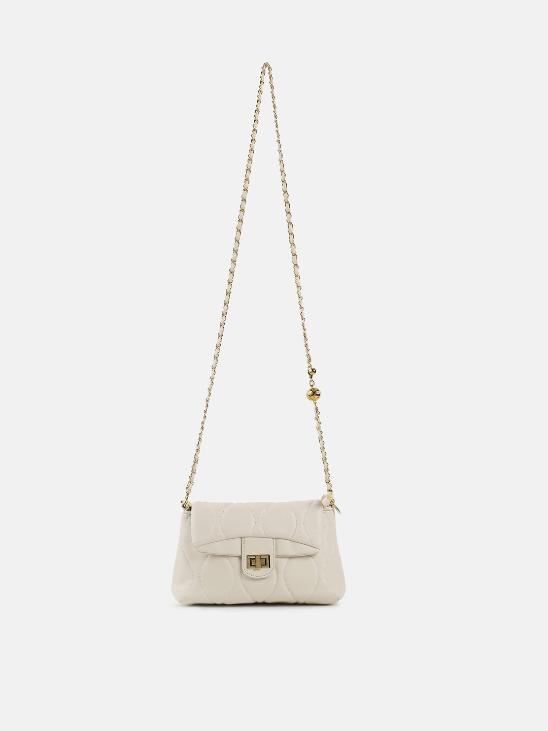 

Kazo Women White PU Structured Sling Bag with Quilted