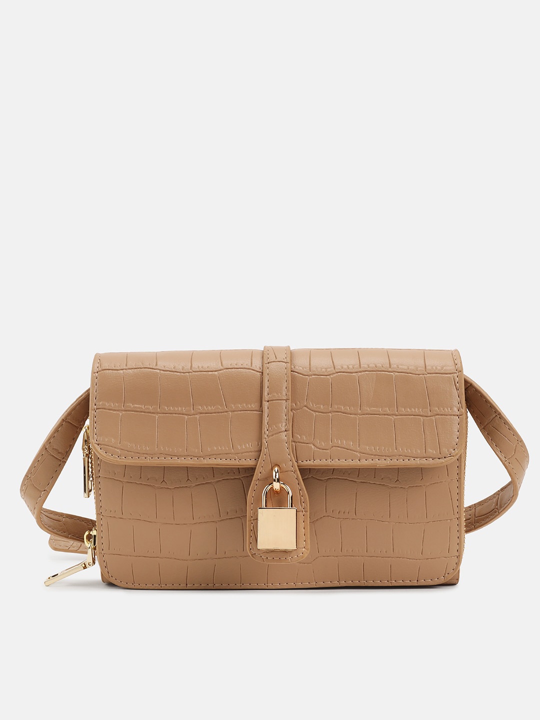 

Kazo Women Beige Textured Structured Sling Bag