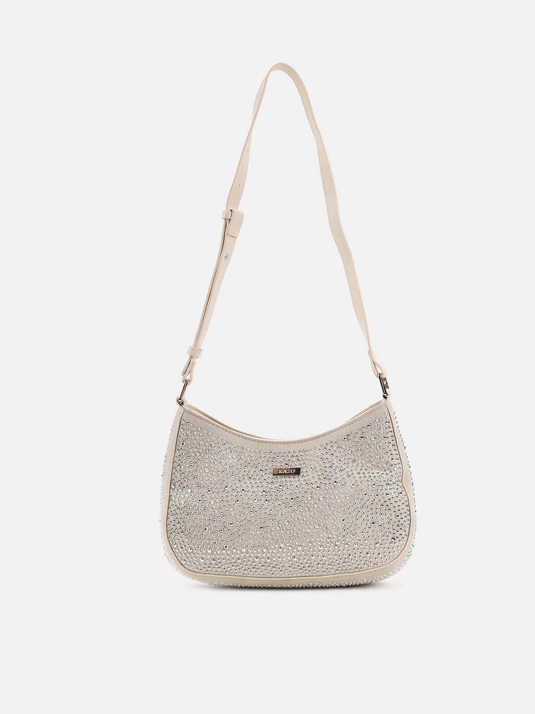 

Kazo Women Silver-Toned Embellished PU Structured Sling Bag