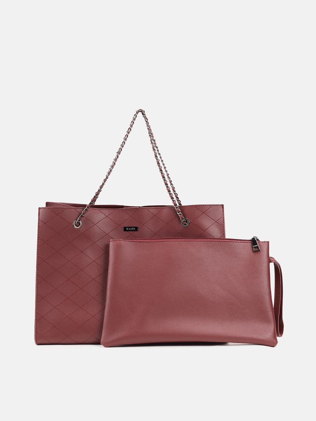 

Kazo Women Brown Textured PU Structured Handheld Bag with Quilted