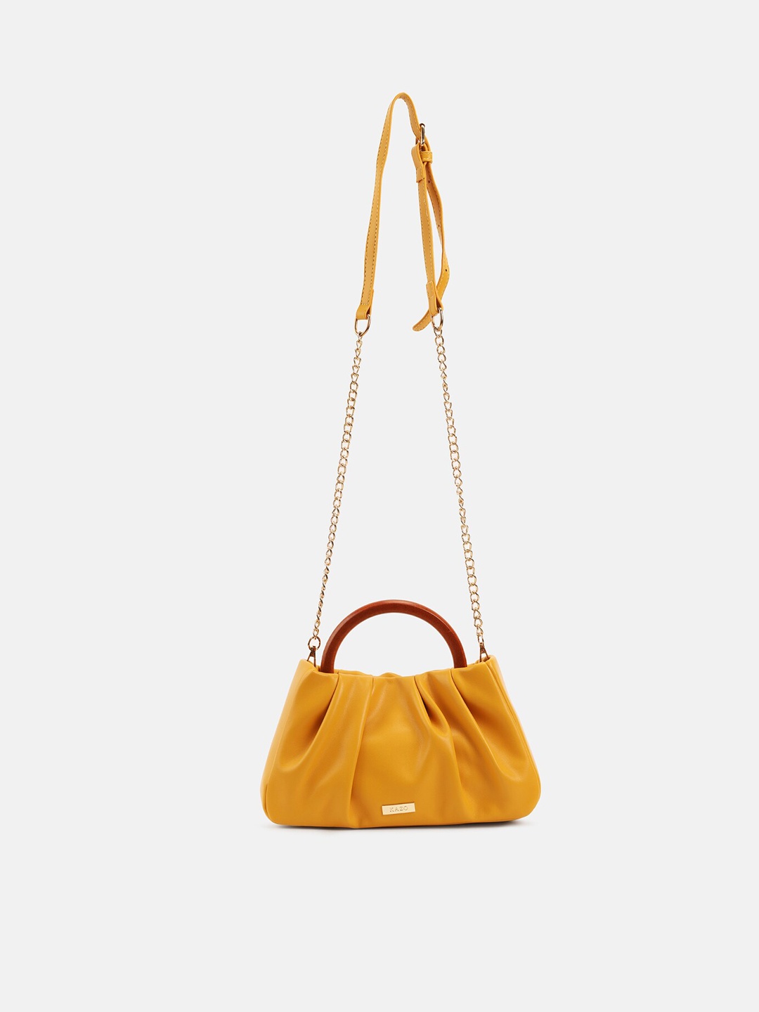 

Kazo Women Yellow PU Structured Sling Bag