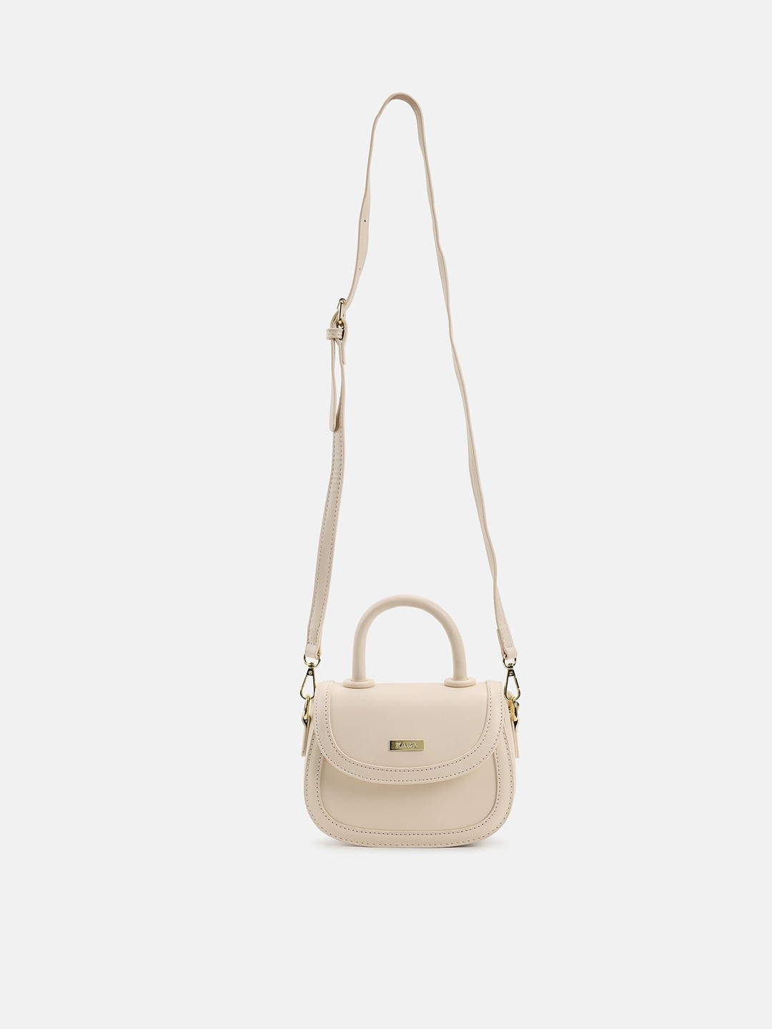 

Kazo Women Cream-Coloured PU Structured Sling Bag
