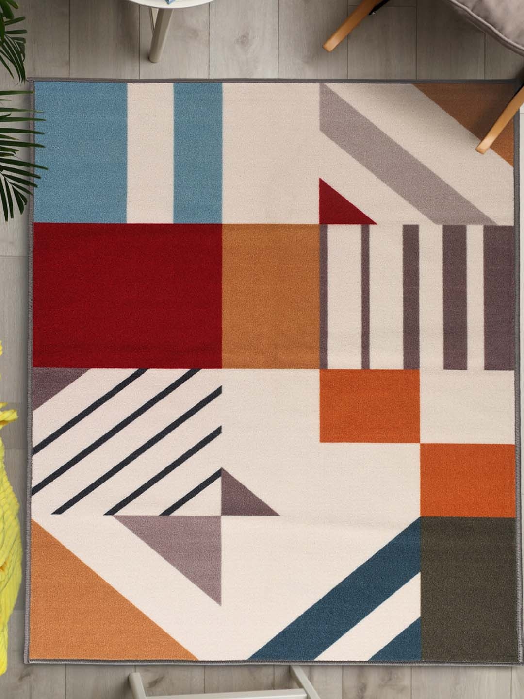 

URBAN SPACE Multicolor Geometric Printed Anti-Skid Carpet, Multi