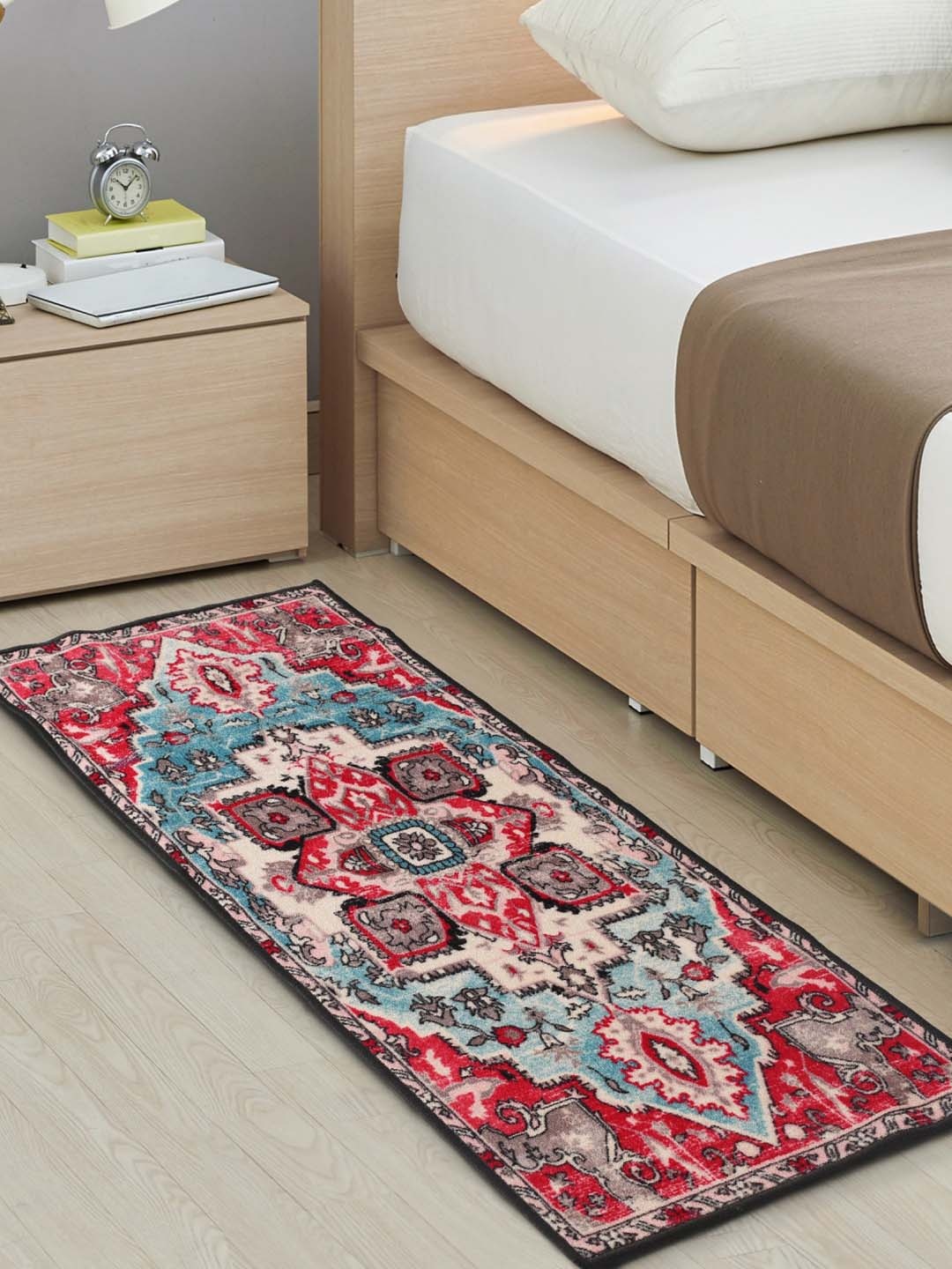 

URBAN SPACE Red & Blue Printed Anti-Skid Carpet