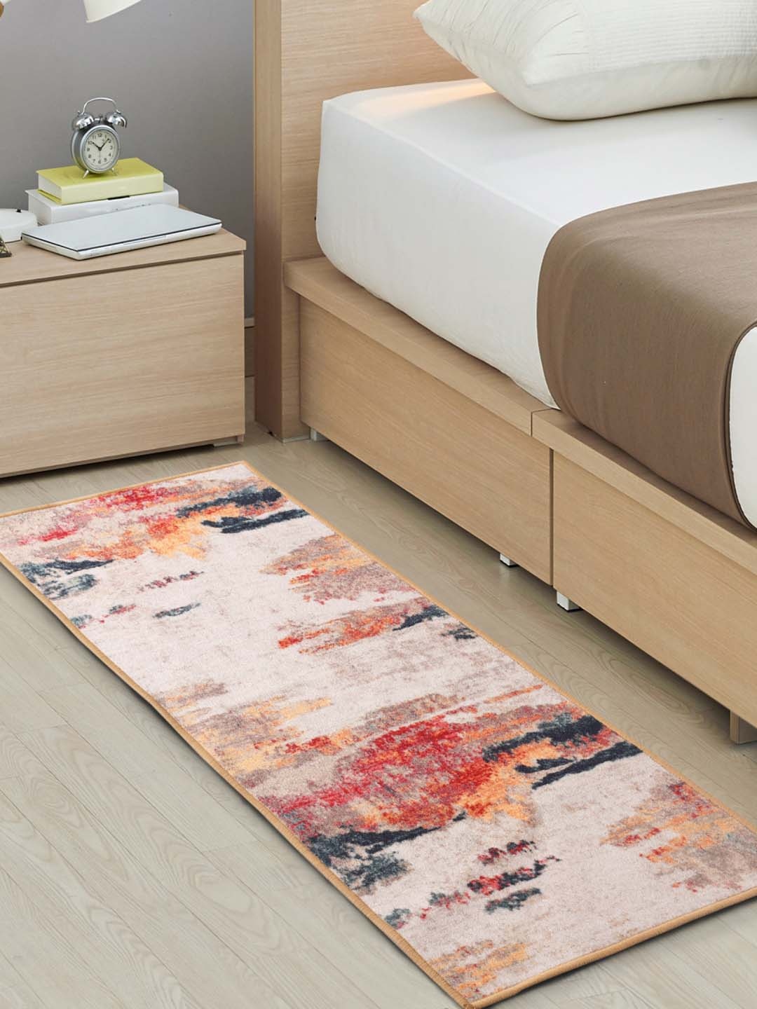 

URBAN SPACE Multicolor Abstract Printed Anti-Skid Carpet, Multi