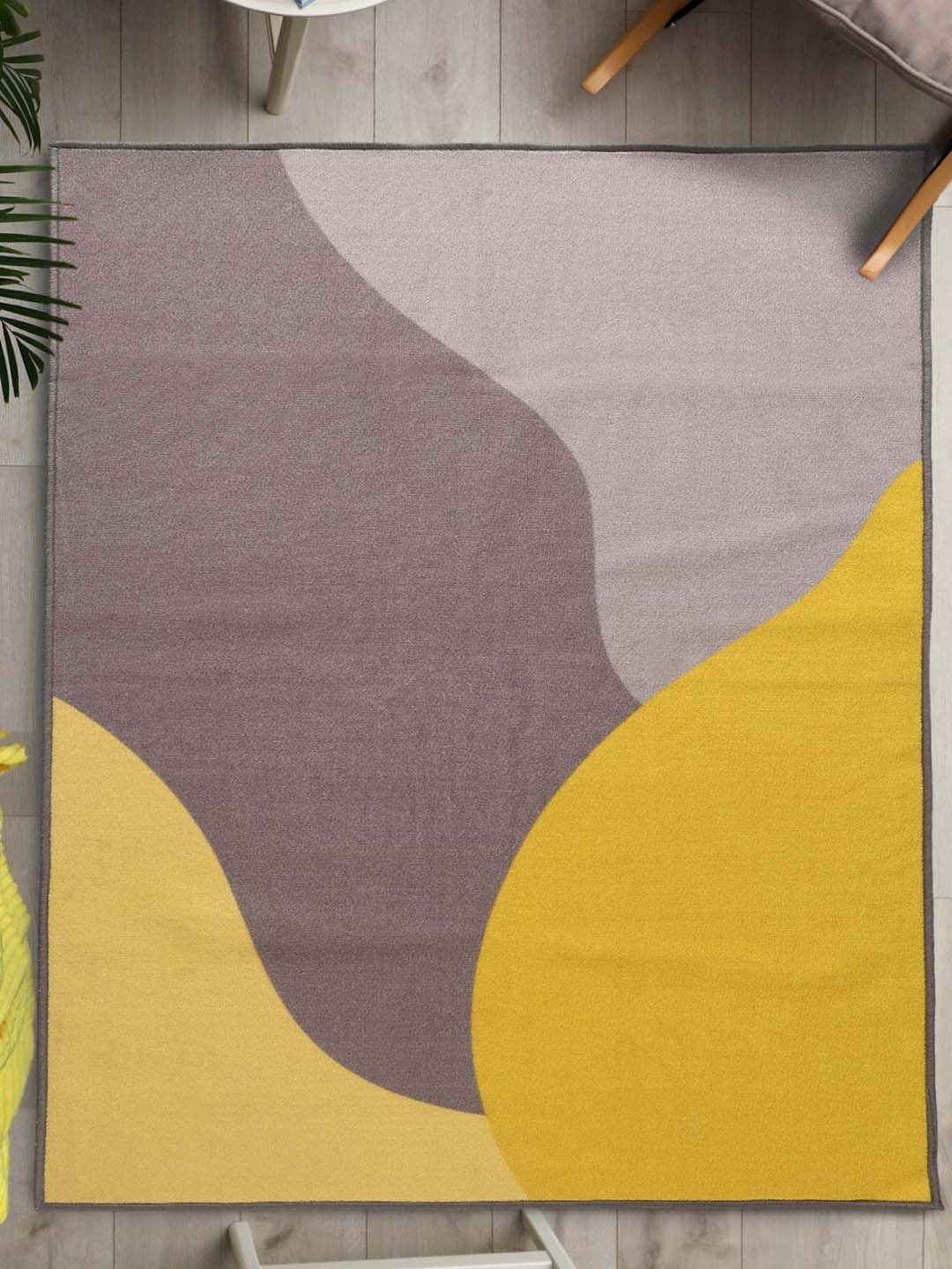 

URBAN SPACE Grey & Mustard Yellow Textured Rectangular Carpet