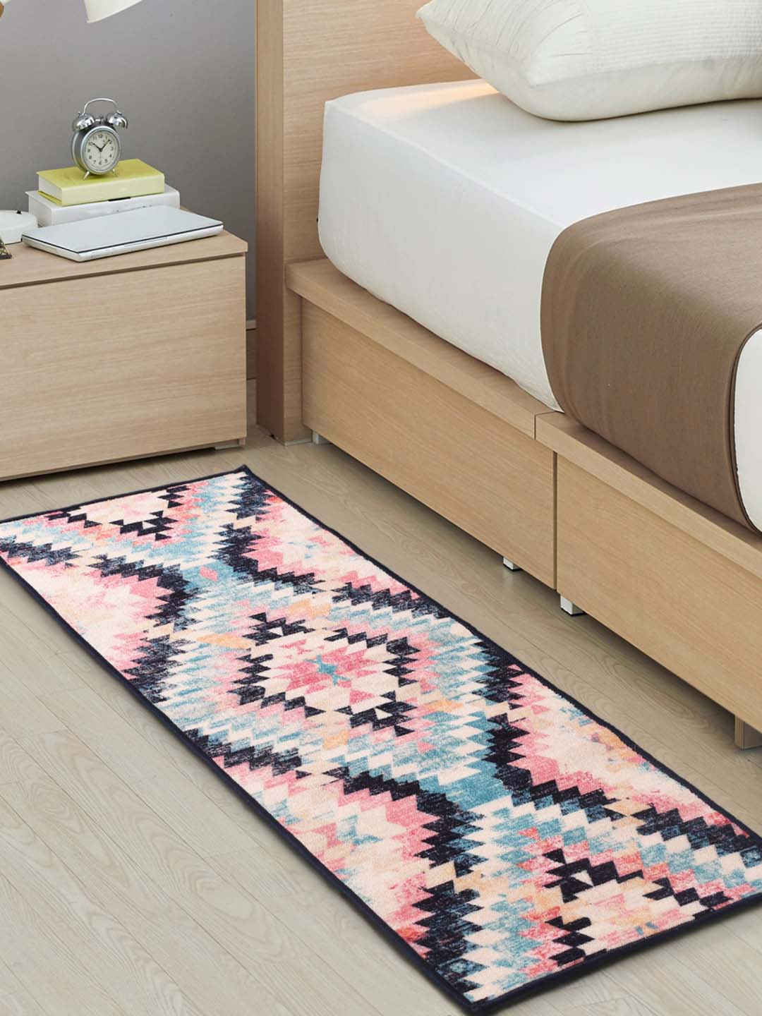 

URBAN SPACE Beige Colored & Blue Digital Printed Floor Carpets