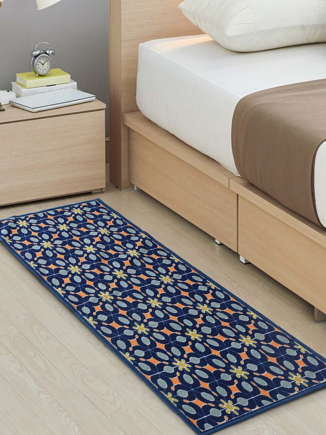 

URBAN SPACE Royal Blue Anti-Skid Geometric Printed Carpets