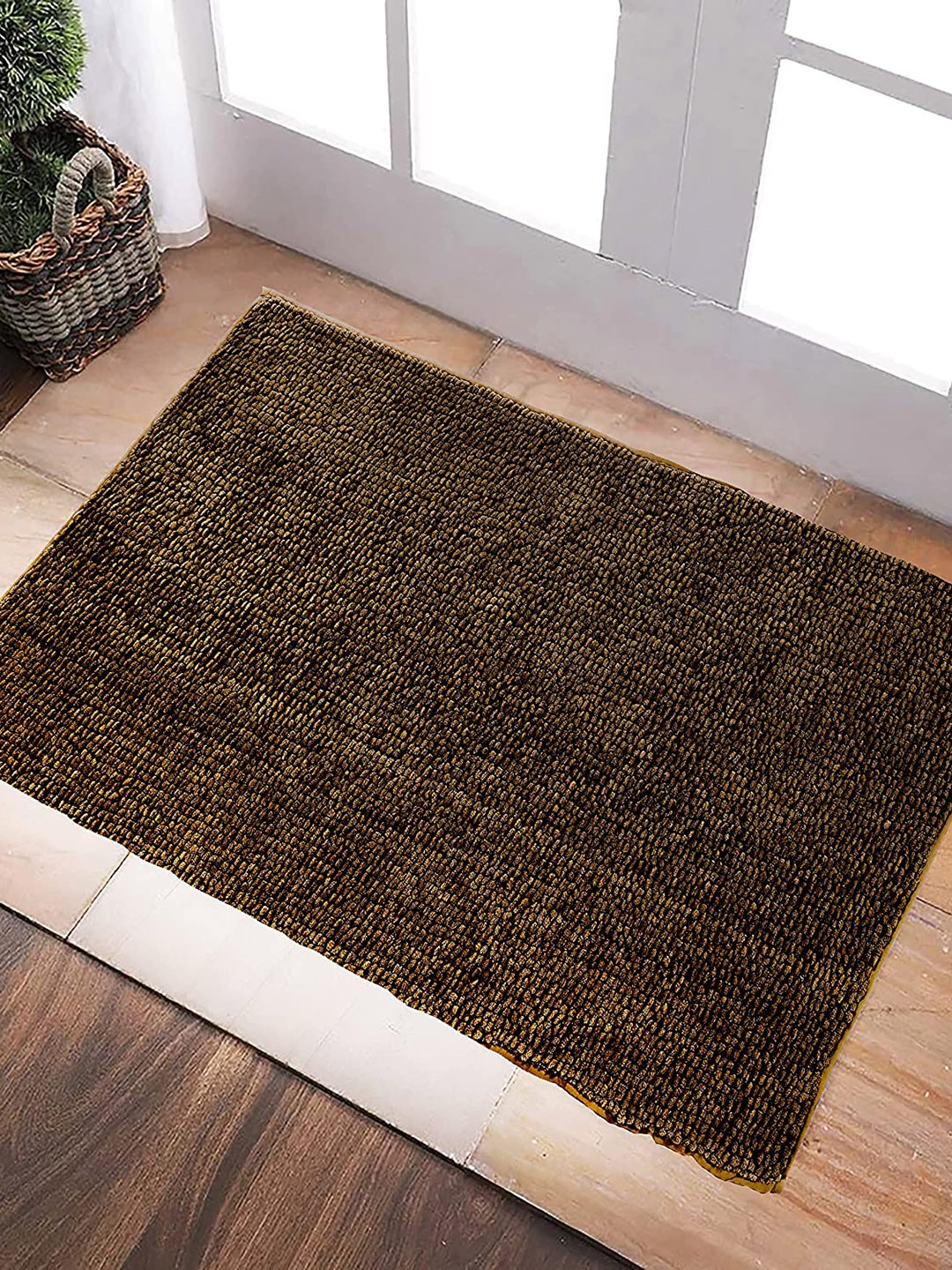 

Homitecture Brown Solid 1400 GSM Anti Skid Bath Rug, Coffee brown