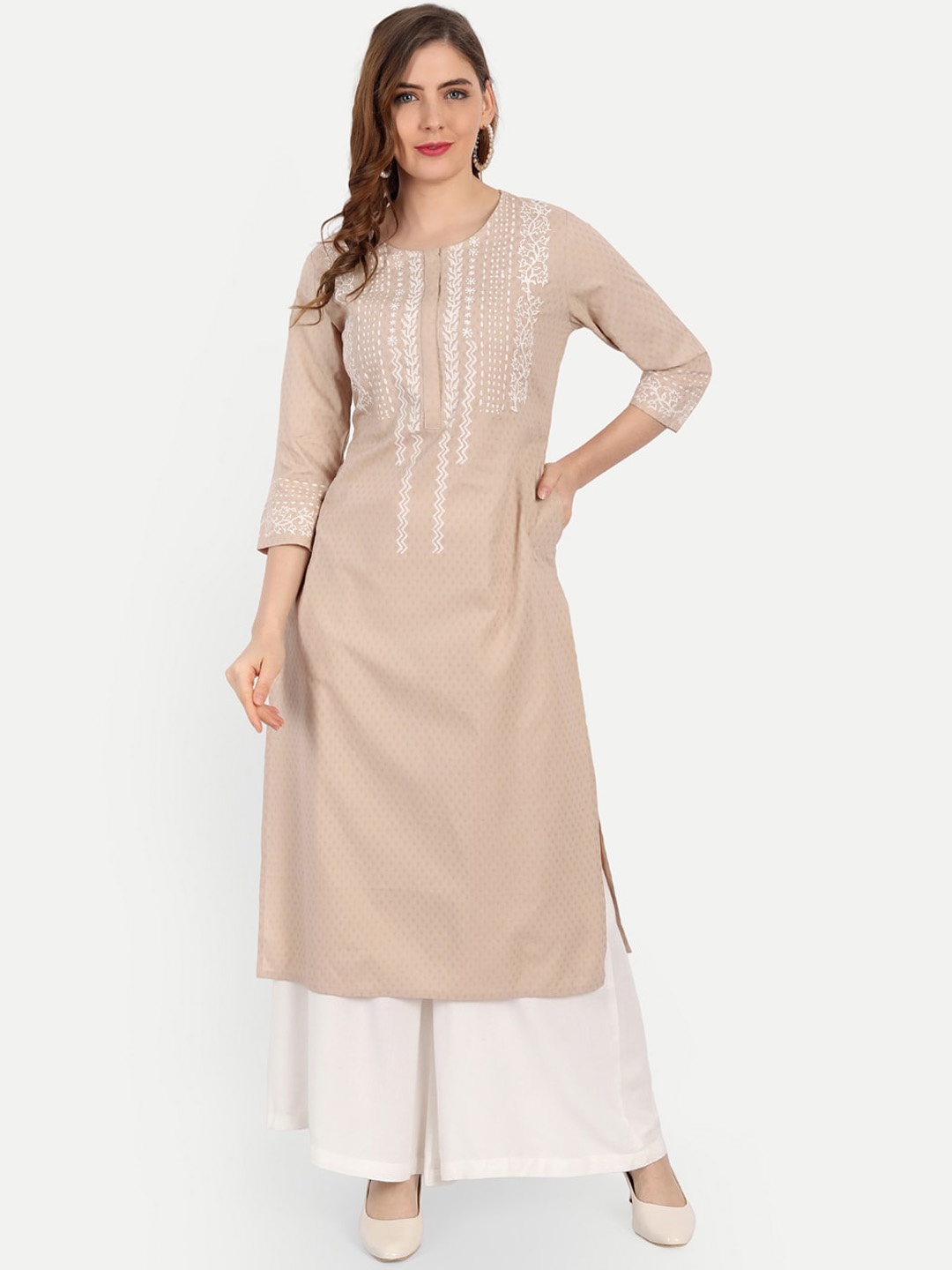 

SUTI Women Cream-Colored Printed Yoke Design Kurta