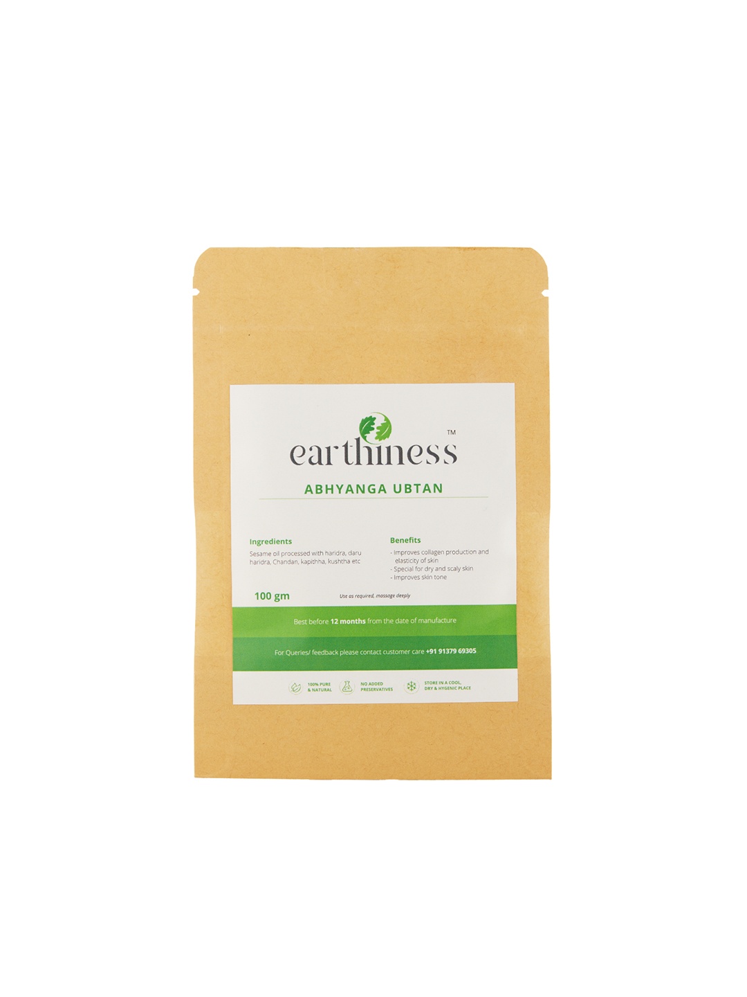 

earthiness Abhyanga Ubtan - 100 gm, Brown