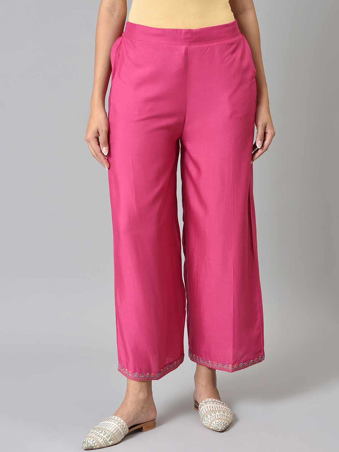 

W Women Regular Fit Parallel Trousers, Pink