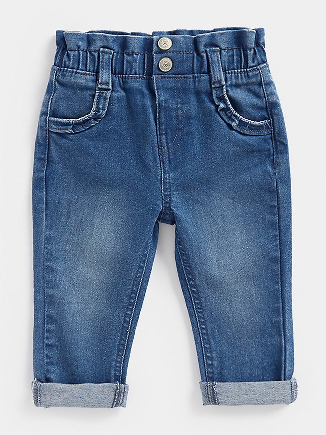 

mothercare Girls Regular Fit Mid-Rise Light Fade Stretchable Jeans, Blue