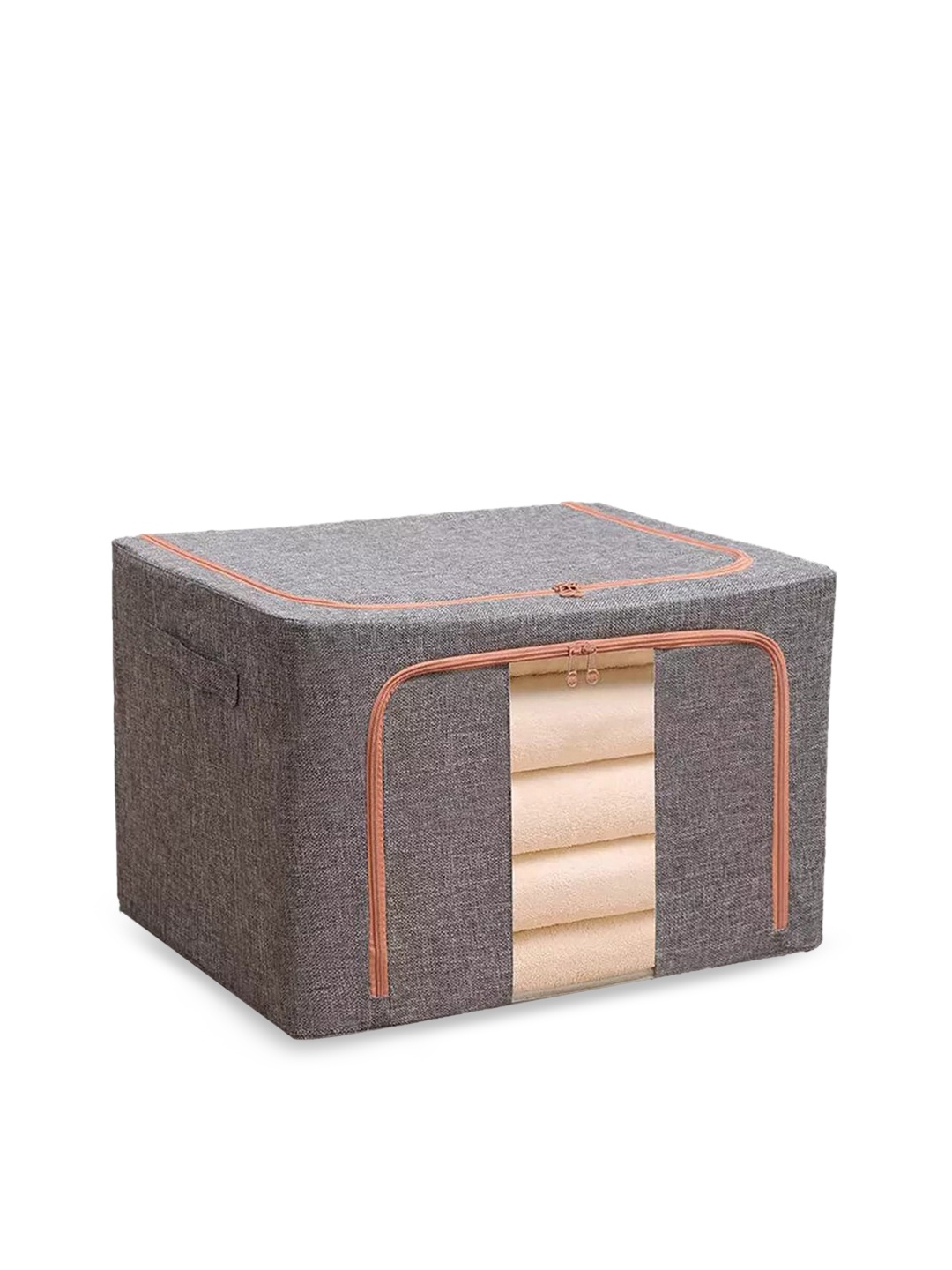 

HOUSE OF QUIRK Grey Self-Design Cloth Storage Box