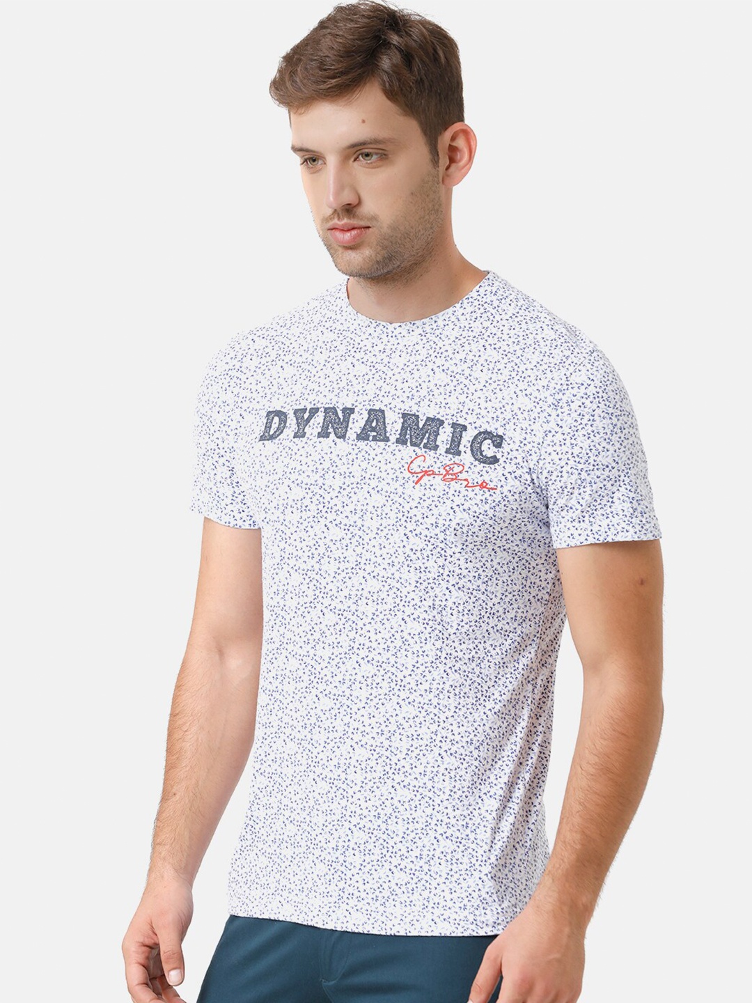 

CP BRO Men White Printed Slim Fit T-shirt, Grey