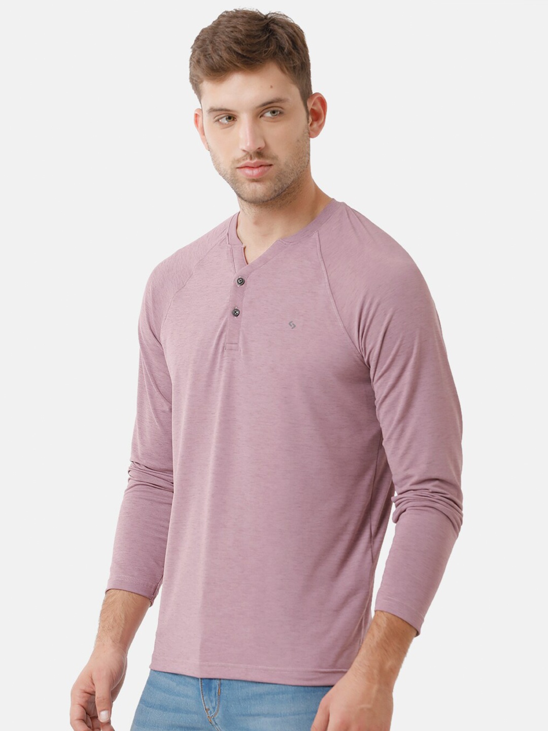 

Classic Polo Men Lavender Henley Neck Cotton T-shirt