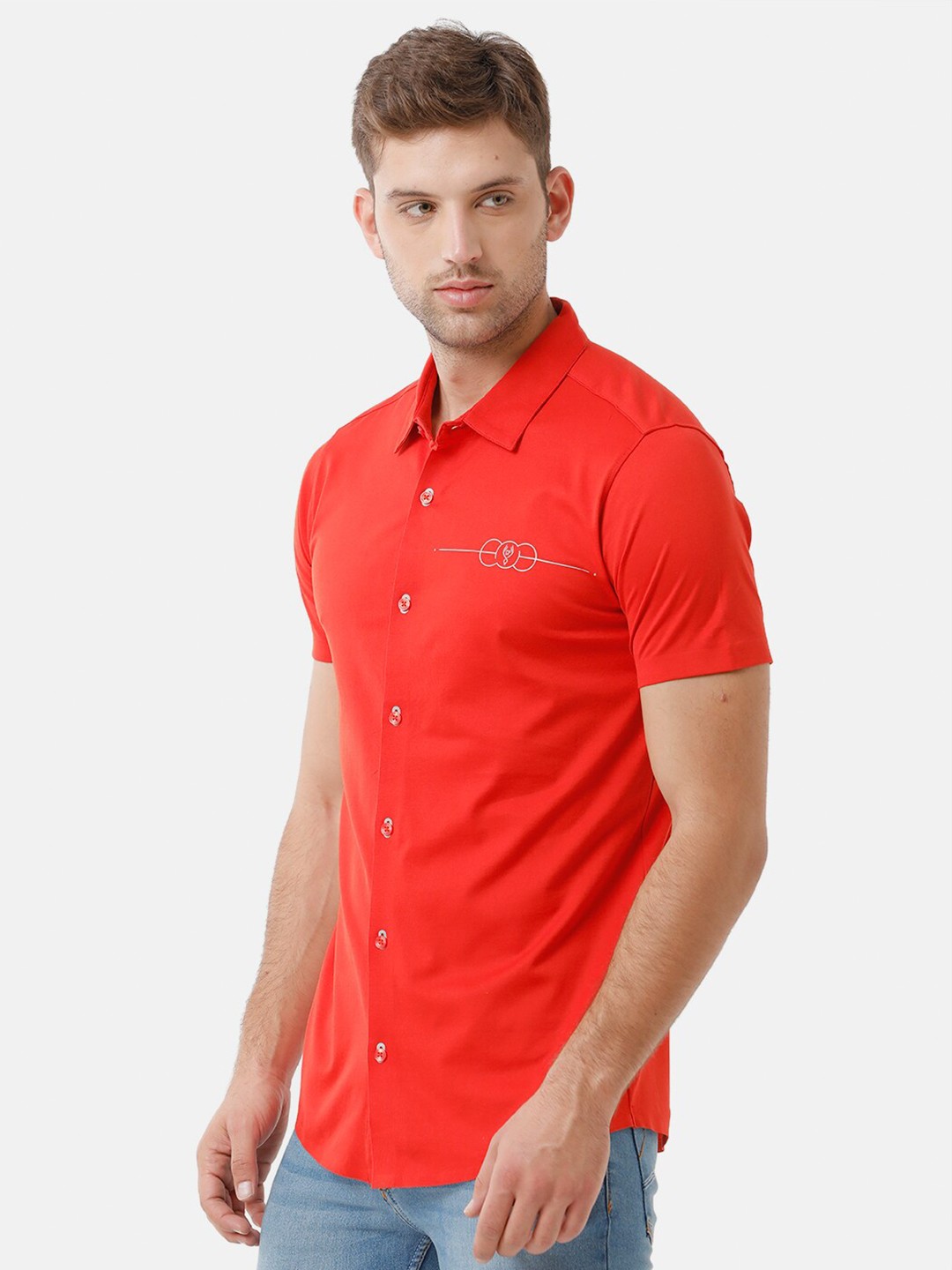 

Classic Polo Men Red Polo Collar Slim Fit T-shirt