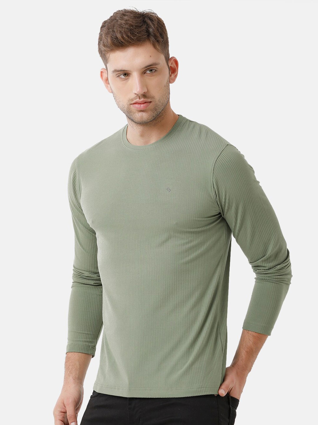 

Classic Polo Men Olive Green Slim Fit Cotton T-shirt