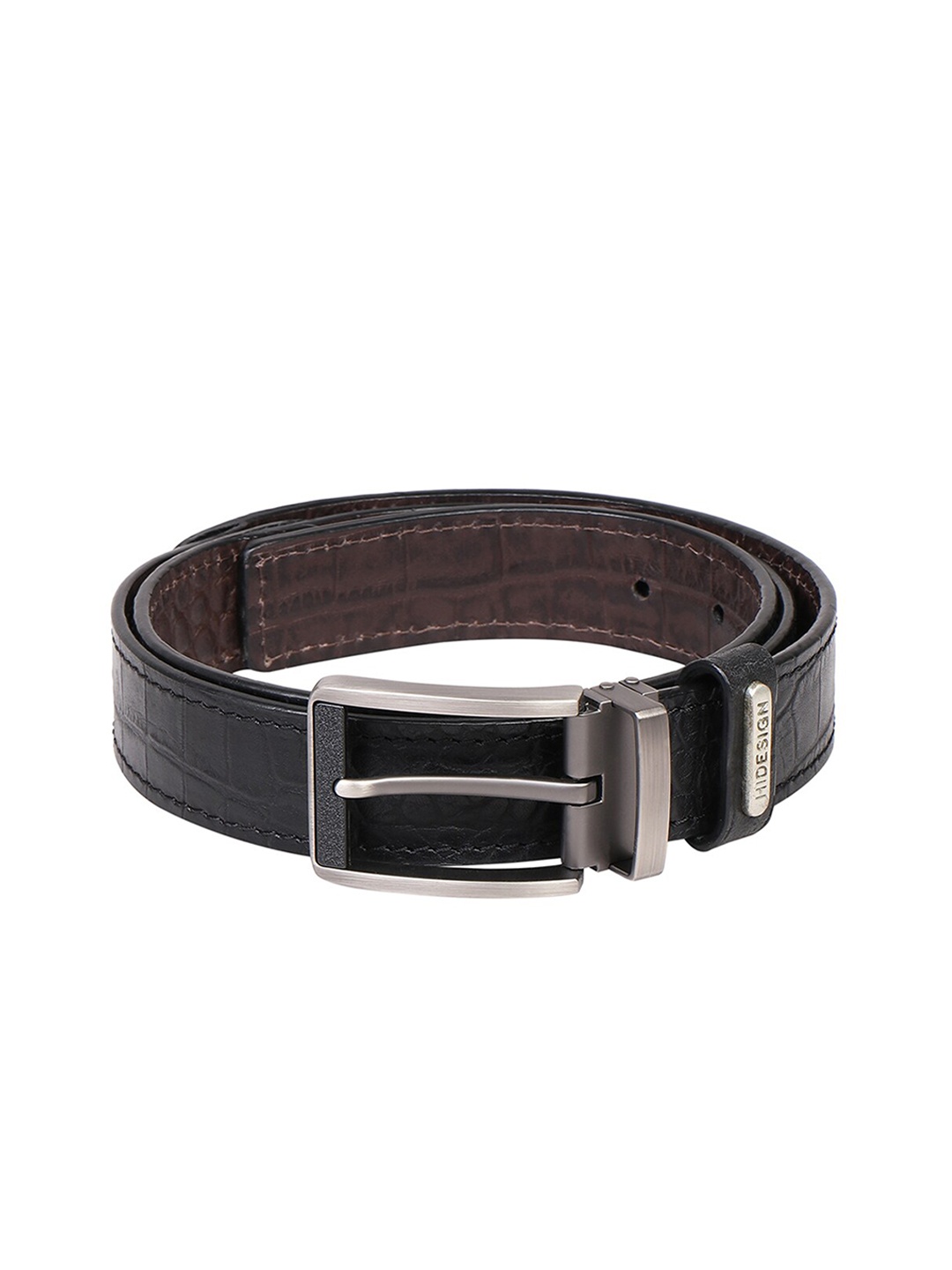 

Hidesign Men Black Textured Leather Formal Belt
