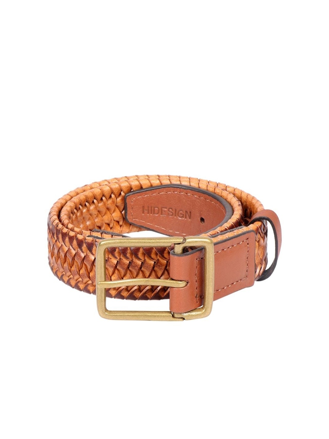 

Hidesign Men Tan Braided Leather Belt