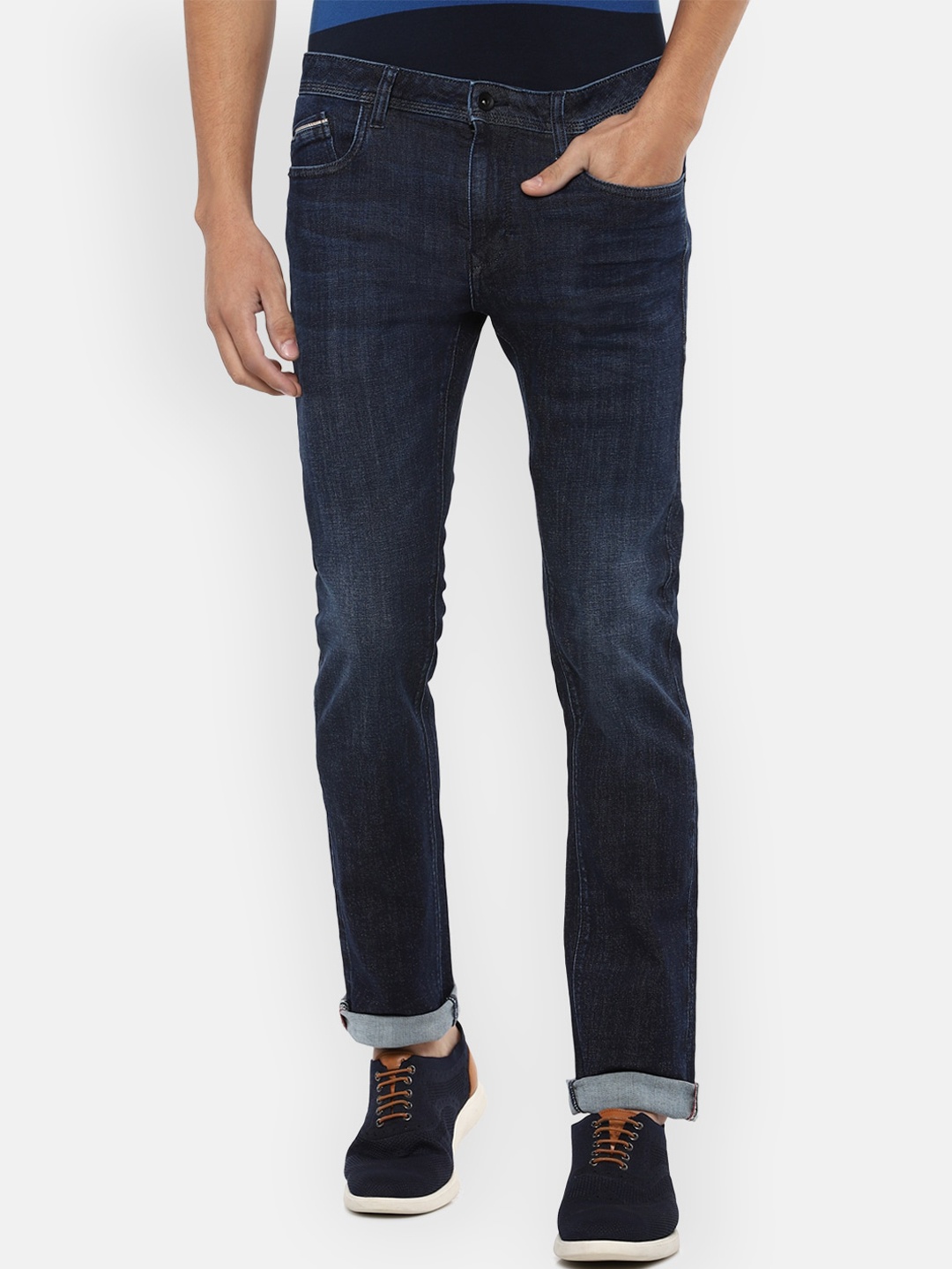 

Louis Philippe Jeans Men Navy Blue Slim Fit Light Fade Jeans
