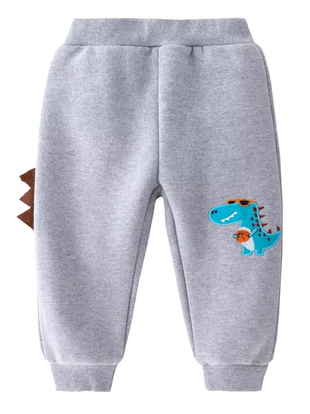 

KYDA KIDS Girls Grey Melange Dino Patterned Cotton Joggers