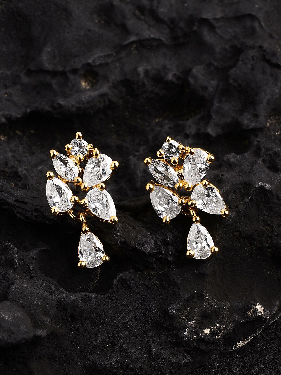 

HOT AND BOLD Gold-Toned & White Contemporary Drop Earrings