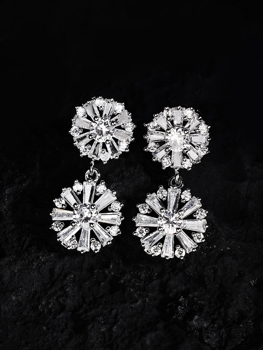 

HOT AND BOLD Silver-Toned Circular Drop Earrings