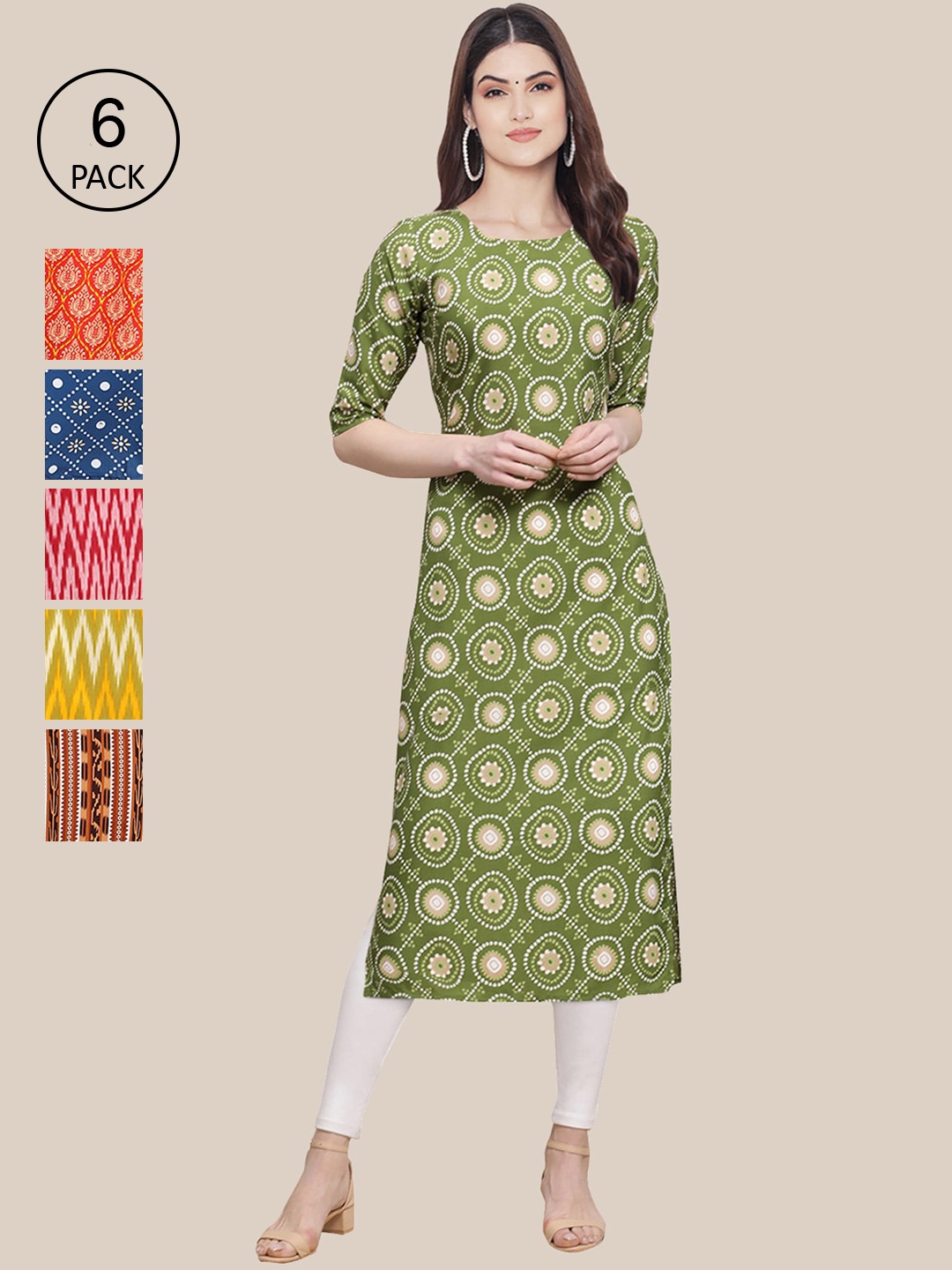 

7Threads 6 Women Multicoloured Geometric Printed Crepe Kurta, Multi