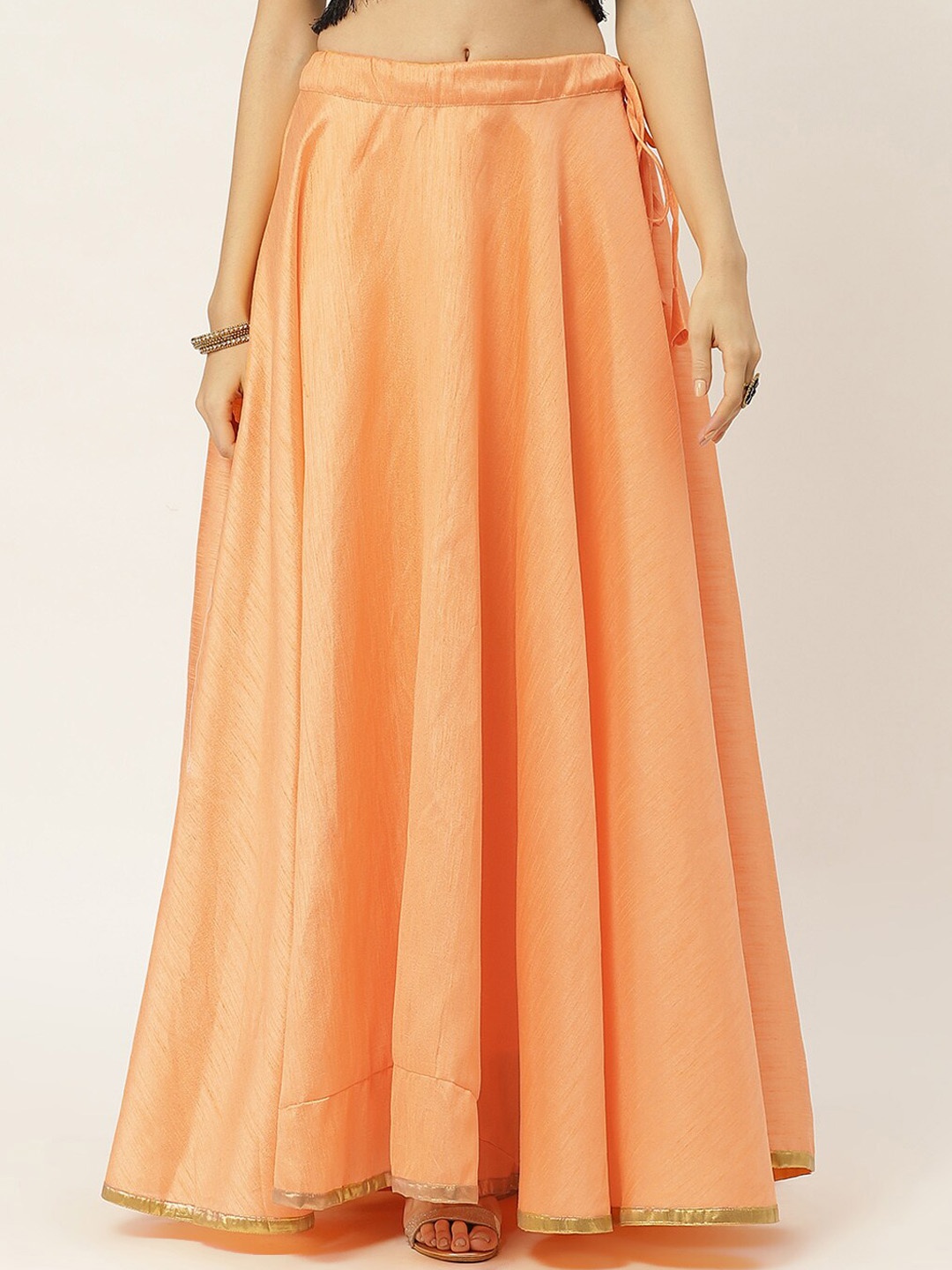 

Studio Shringaar Women Orange Solid Flared Maxi Skirt