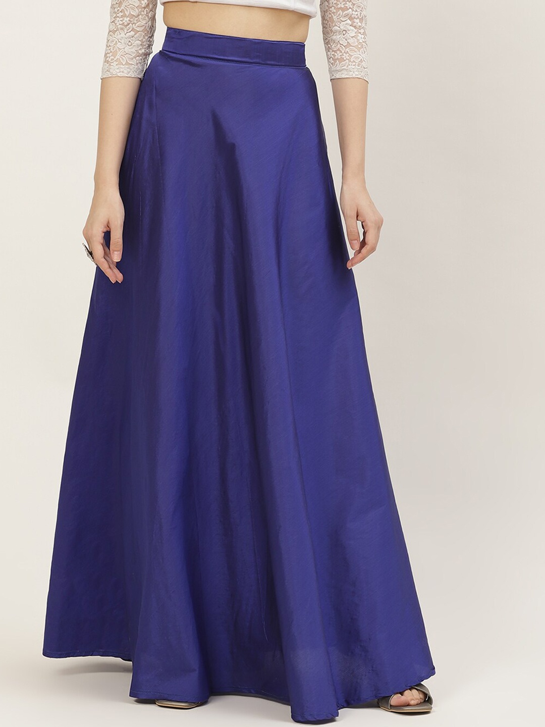 

Studio Shringaar Women Blue Solid Flared Maxi Skirt