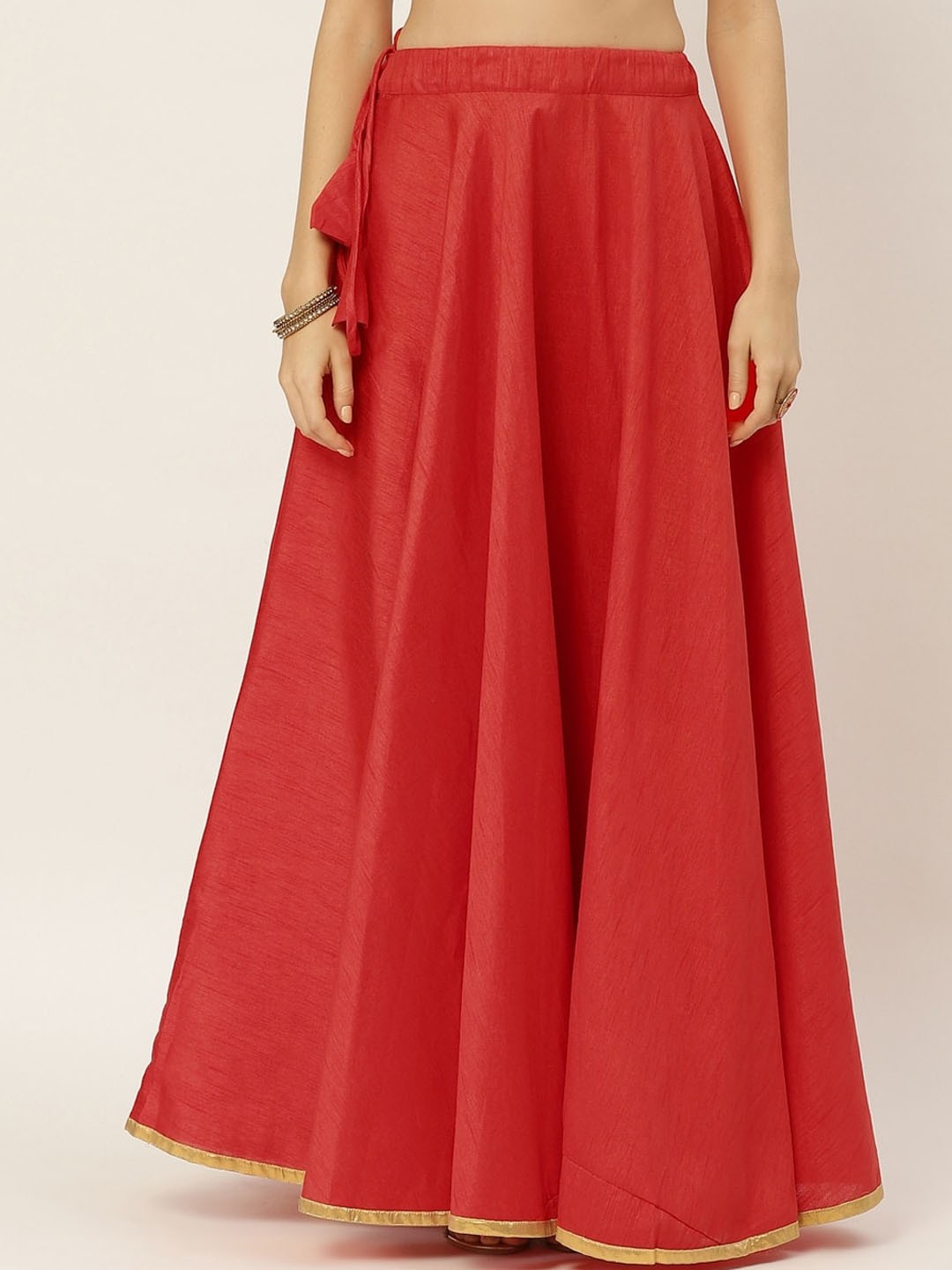 

Studio Shringaar Women Red Solid Flared Maxi Skirt