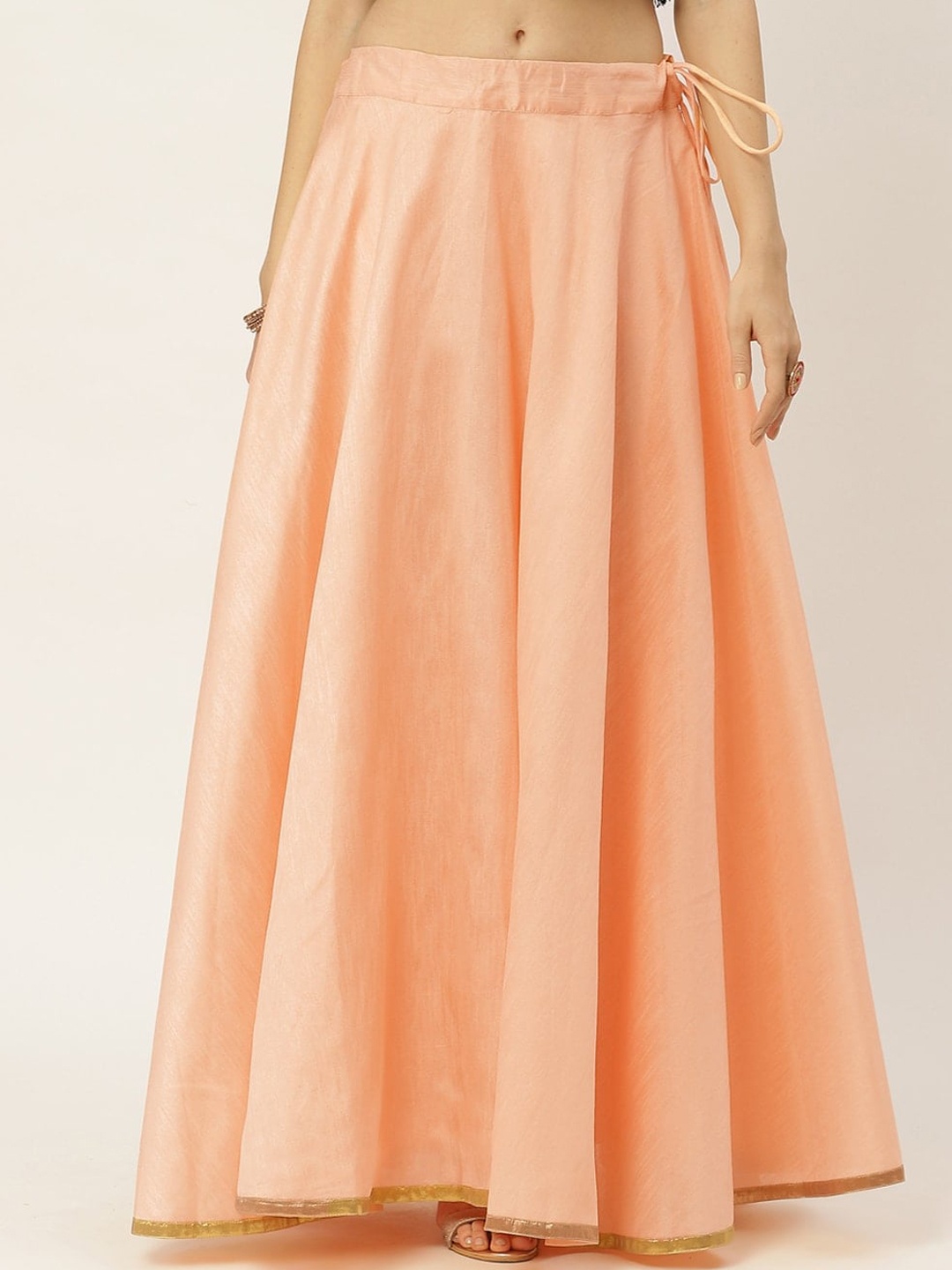 

Studio Shringaar Women Peach-Coloured Solid Flared Maxi Skirt