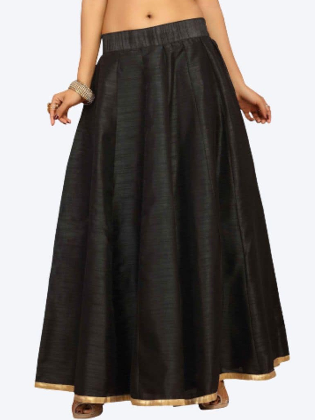 

Studio Shringaar Women Black Solid Flared Maxi Skirt