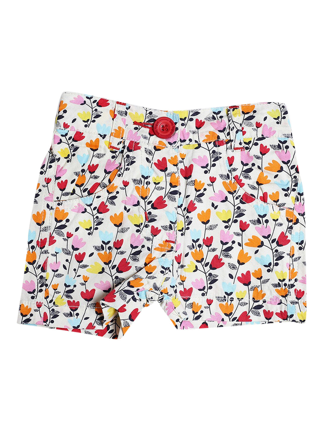 

612League Girls White Floral Printed Running Shorts