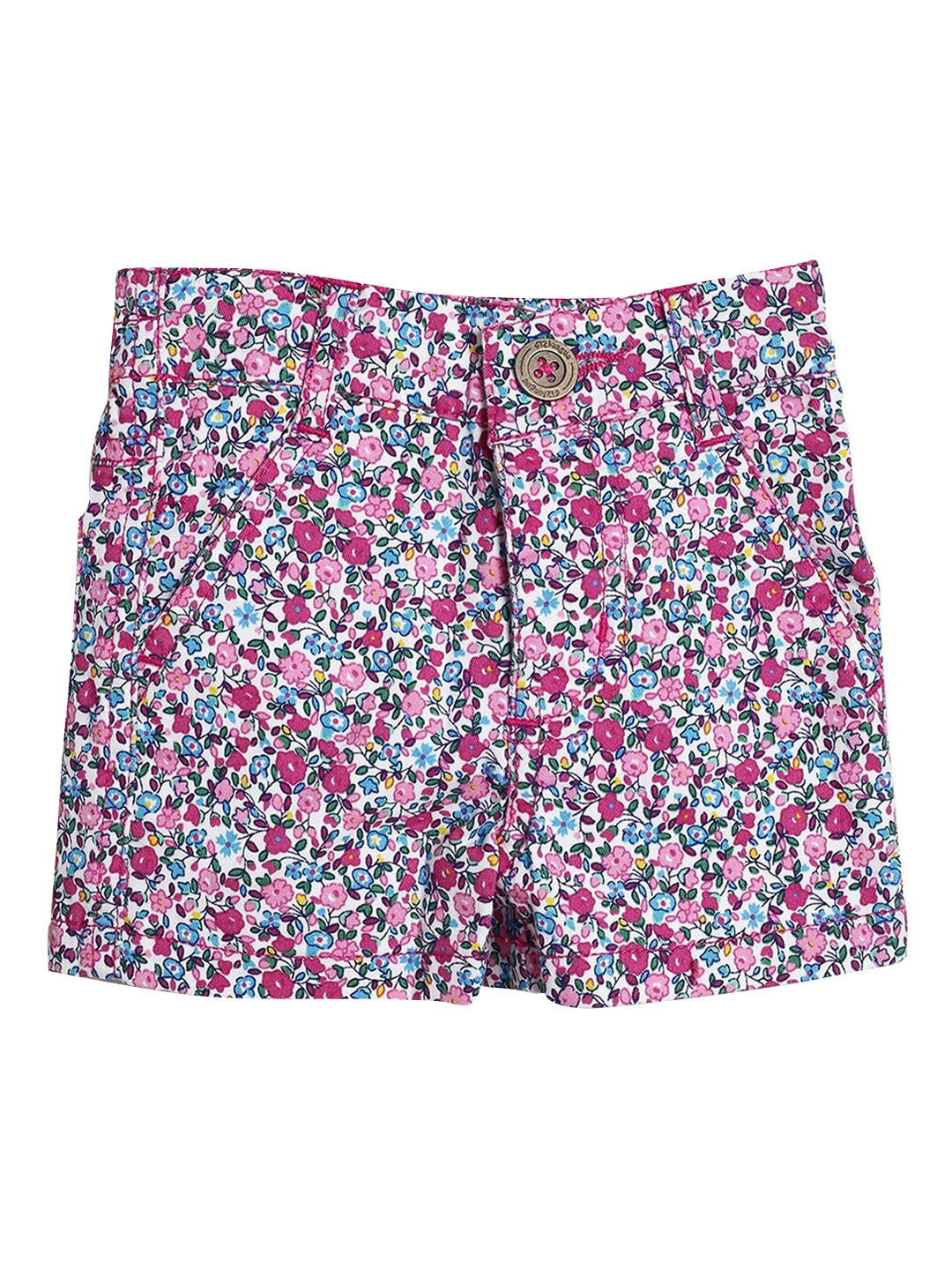 

612League Girls Pink Floral Printed Shorts