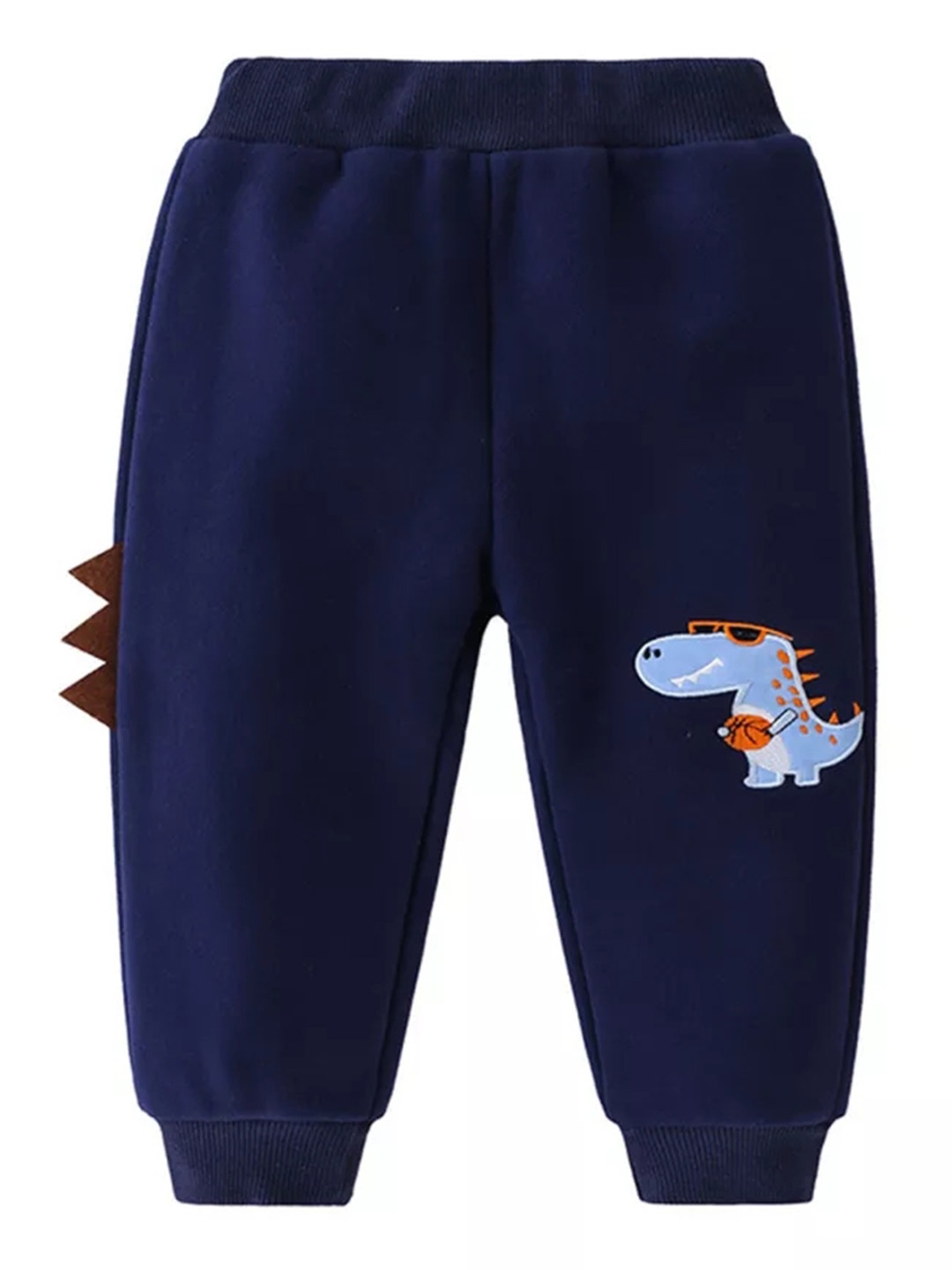 

KYDA KIDS Girls Navy Blue Conversational Print Cotton Joggers With Applique Detail