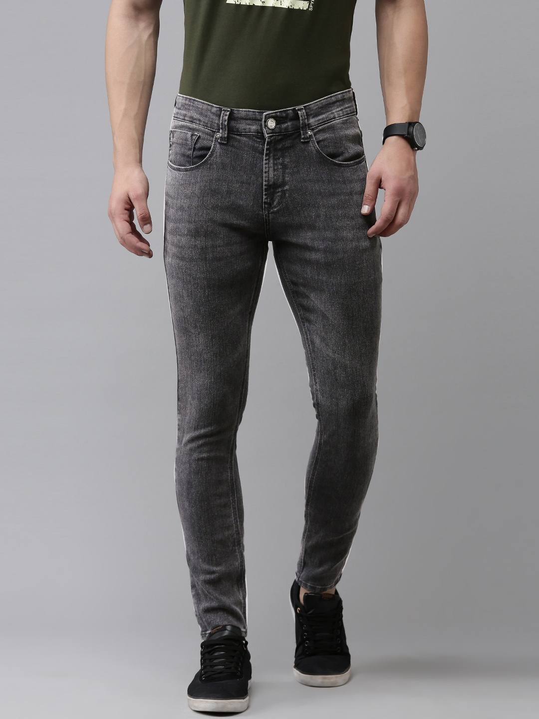 

SPYKAR Men Kano Slim Fit Light Fade Stretchable Mid Rise Jeans, Black
